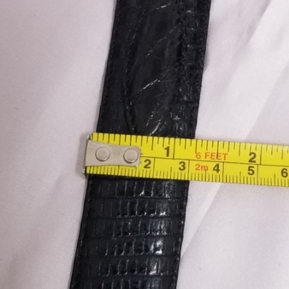 SANTORO Genuine Crocodile & Lizard Belt w/Burnished Metal Buckle Made in Spain - Picture 15 of 16